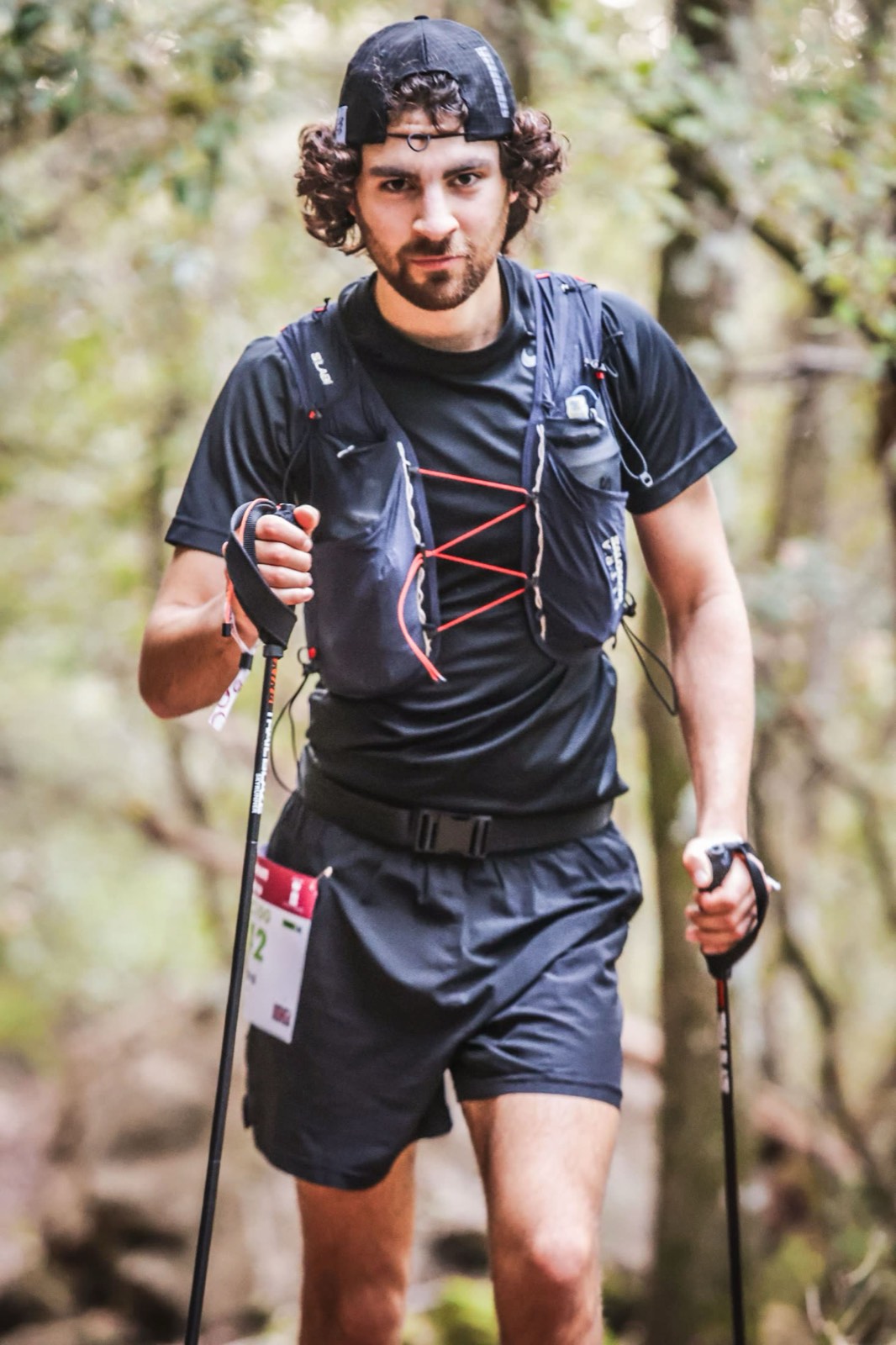 James Jackson running with poles on the Ultra Trail Chianti 100K